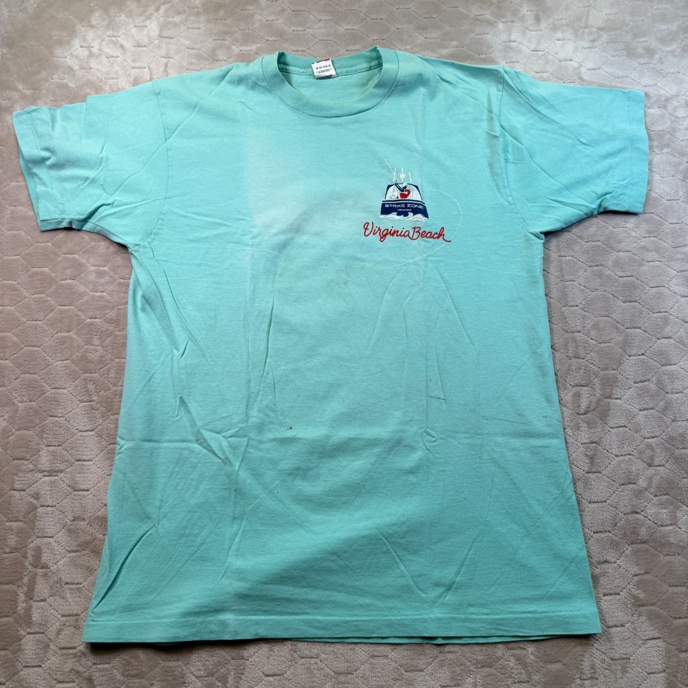 VTG 90s Virginia Beach Marlin Fishing Shirt Sz XL FADED WORN Single Stitch